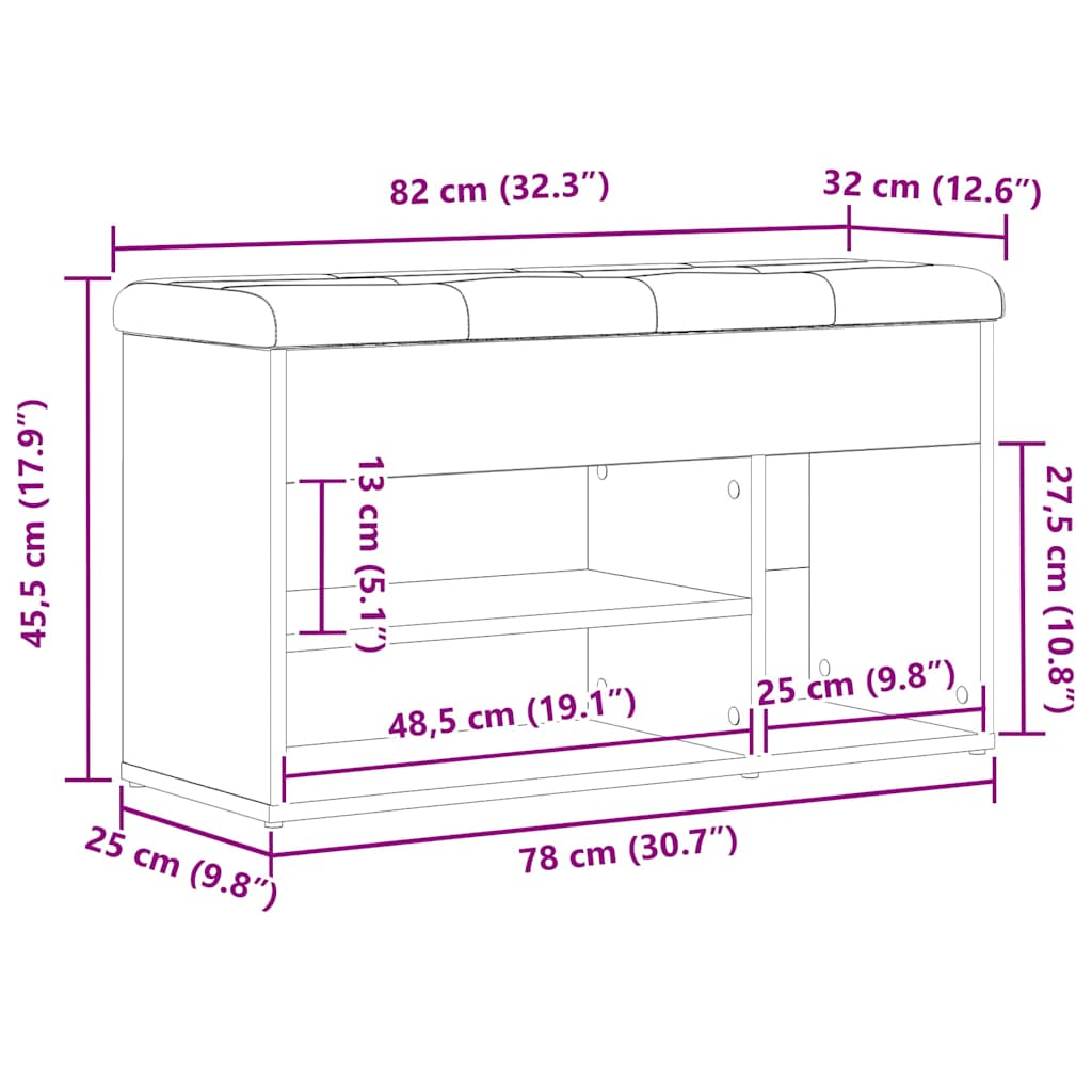 Klupa za cipele Crna 80 x 30 x 45 cm Konstruirano drvo