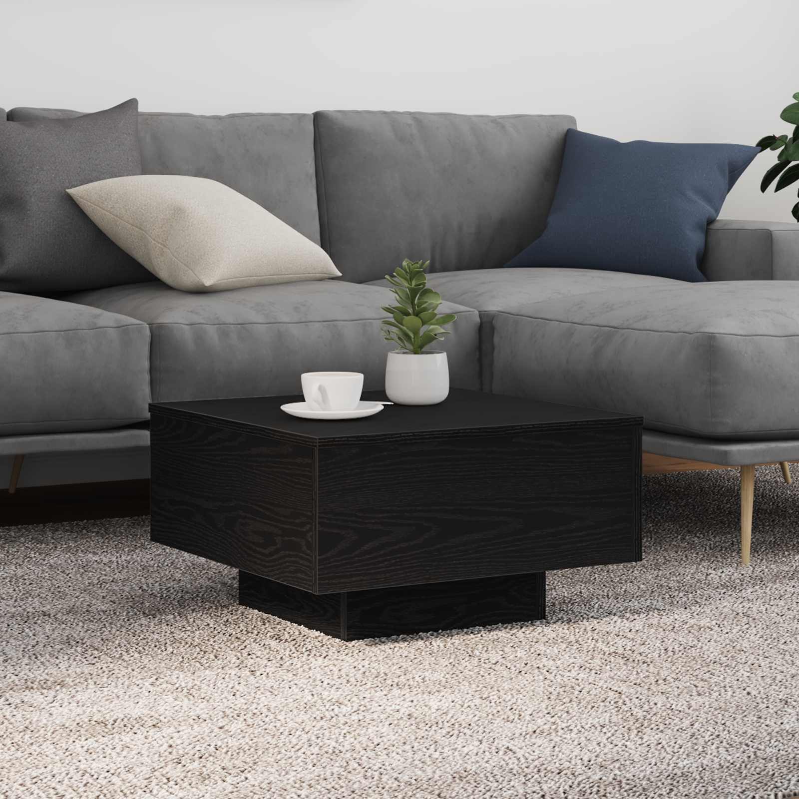 Kava Stol Crni hrast 55 x 55 x 31 cm Konstruirano drvo