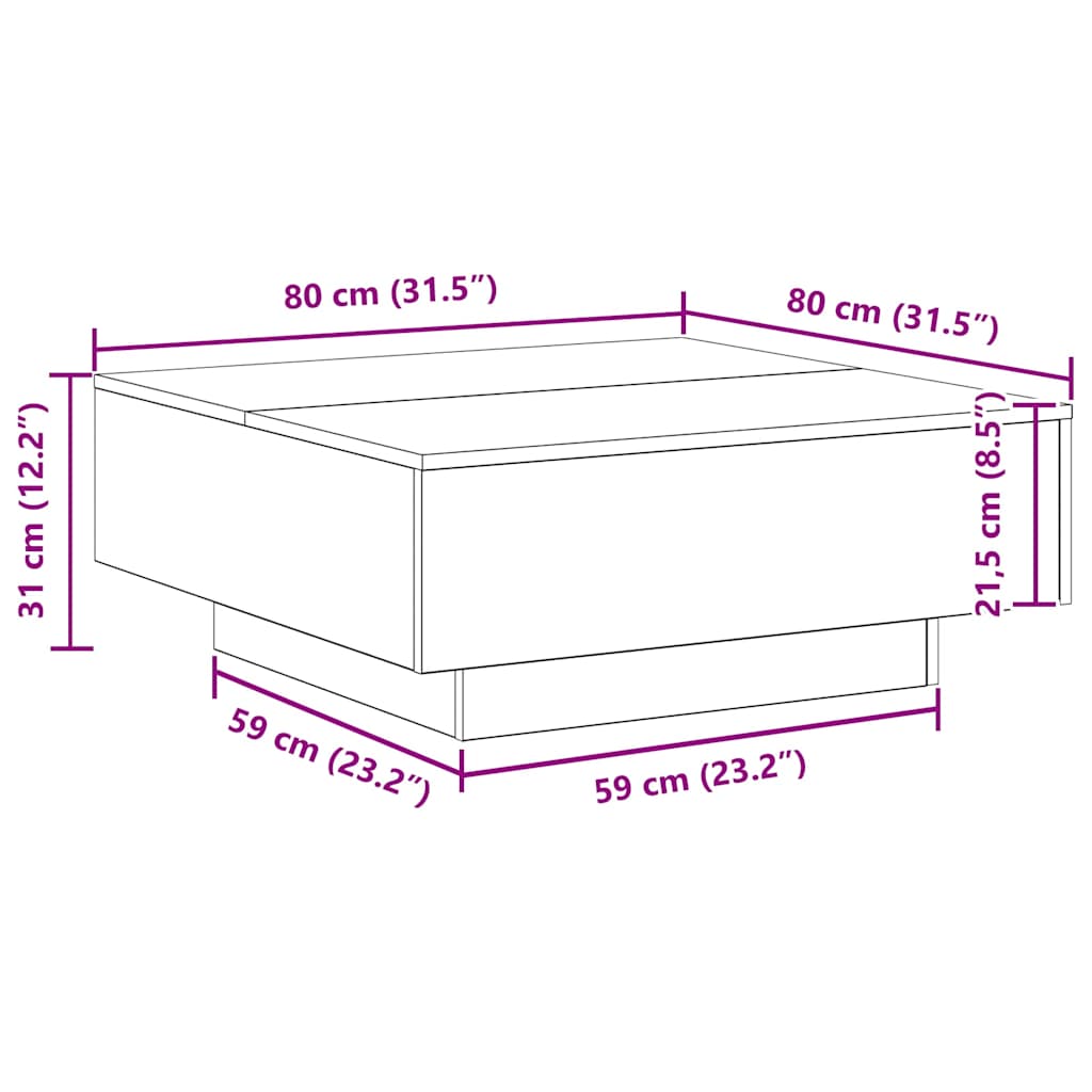 Kava Stol Crni hrast 80 x 80 x 31 cm