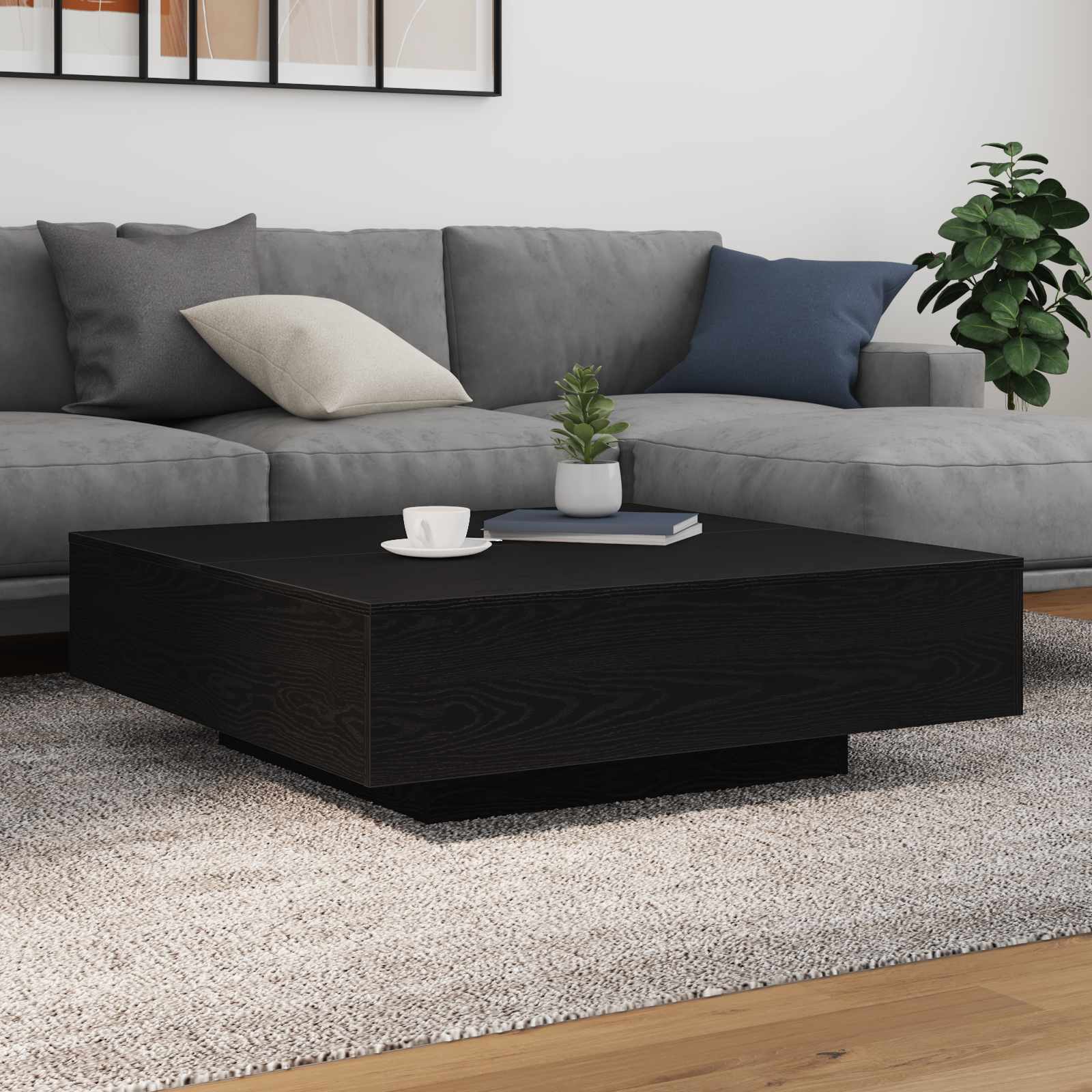 Kava Stol Crni hrast 100 x 100 x 31 cm Konstruirano drvo