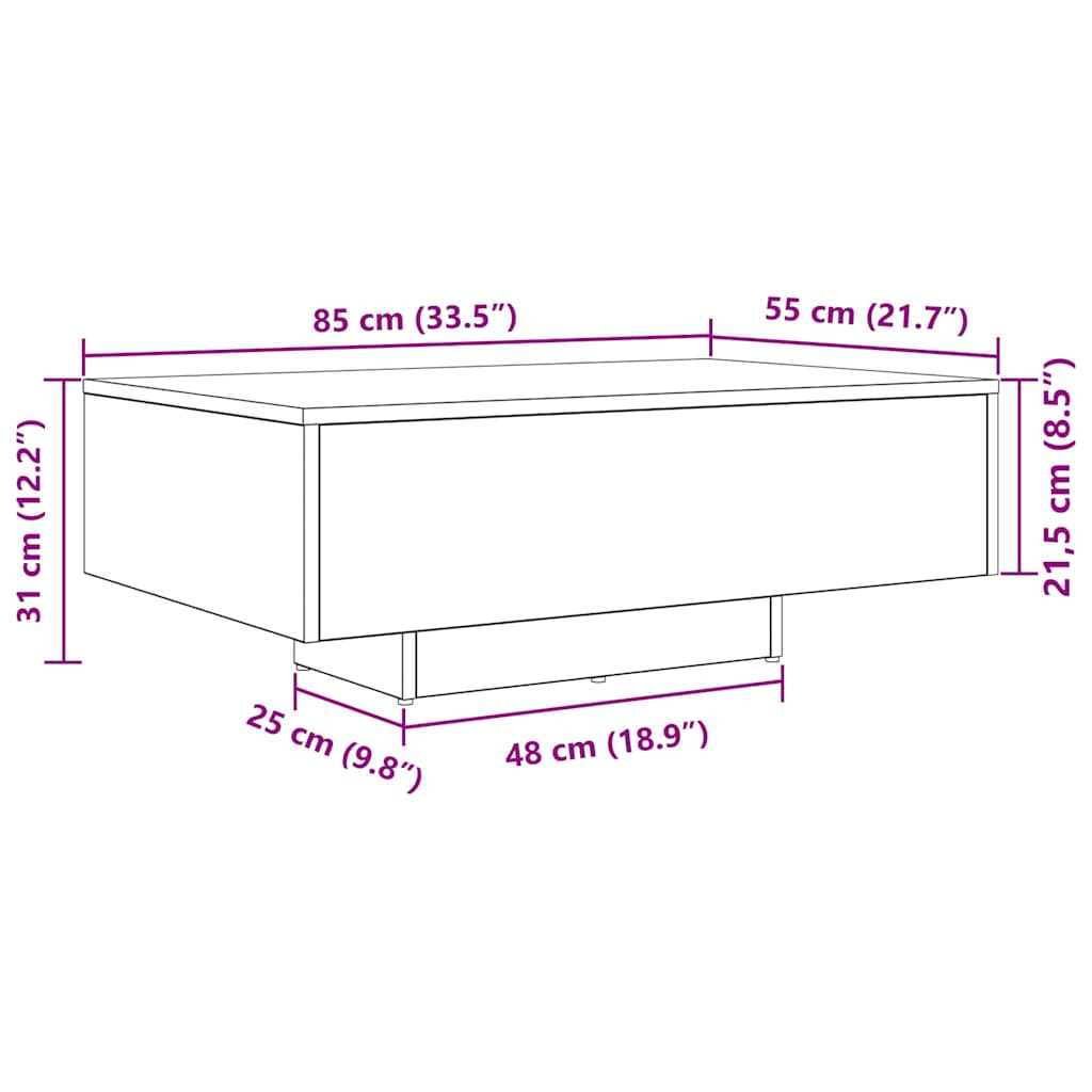 Kava Stol Crni hrast 85 x 55 x 31 cm Konstruirano drvo