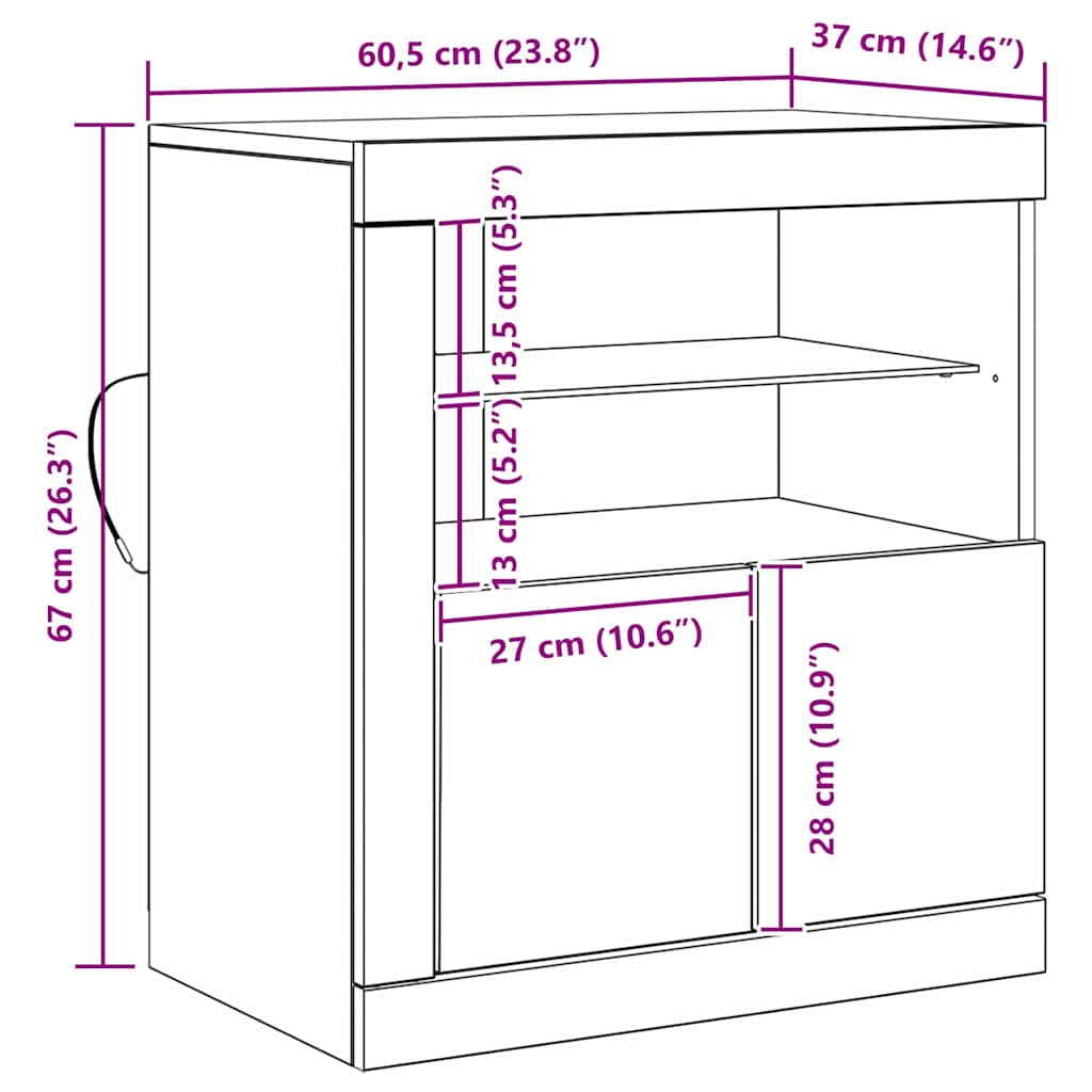 LED komoda Smeđa 60,5 x 37 x 67 cm Konstruirano drvo