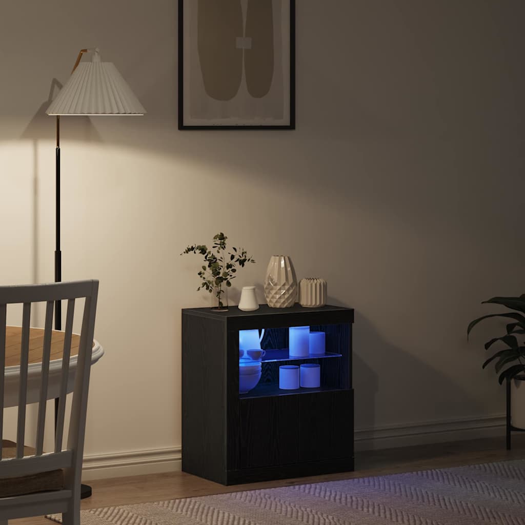 LED komoda Crna 60,5 x 37 x 67 cm Konstruirano drvo