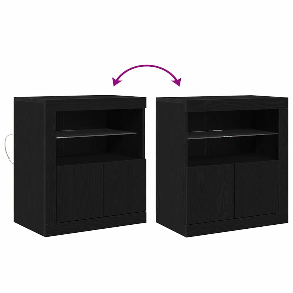 LED komoda Crna 60,5 x 37 x 67 cm Konstruirano drvo