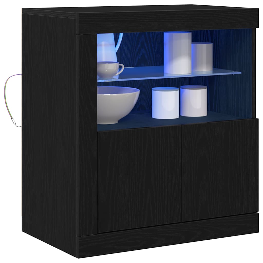 LED komoda Crna 60,5 x 37 x 67 cm Konstruirano drvo