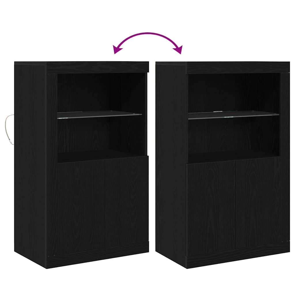 LED komoda Crni hrast 60,5 x 37 x 100 cm Konstruirano drvo