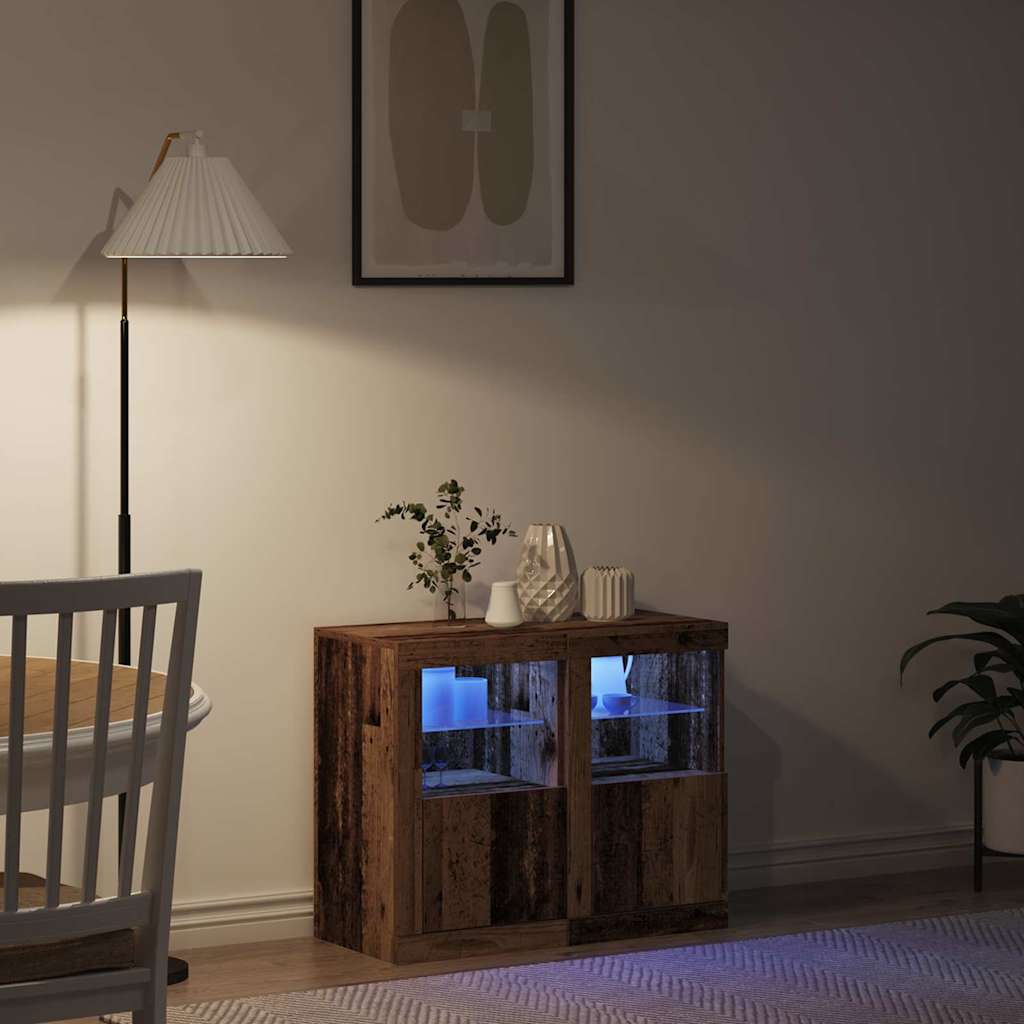 LED komoda 2 pcs Staro drvo 41 x 37 x 67 cm Konstruirano drvo