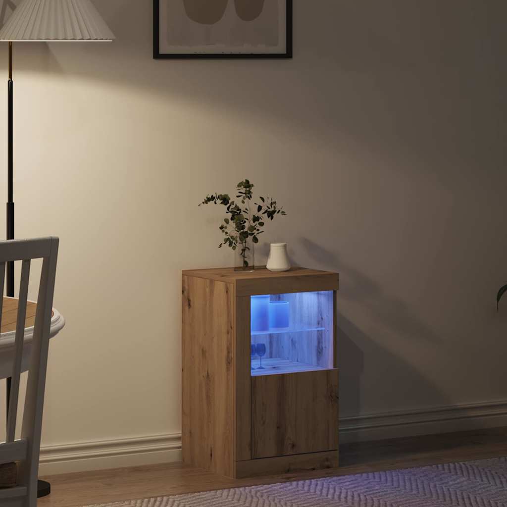 LED komoda 41 x 37 x 67 cm Konstruirano drvo Umjetnički hrast