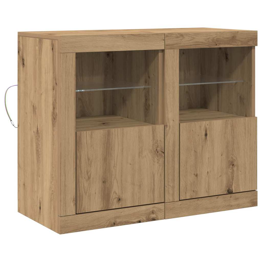 LED komoda S LED lampica 2 pcs Umjetnički hrast 41 x 37 x 67 cm