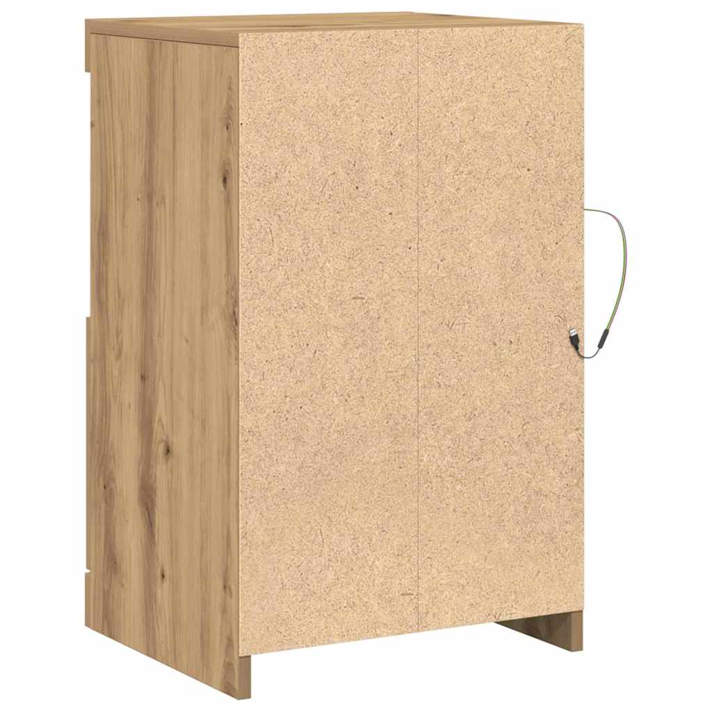 LED komoda S LED lampica 2 pcs Umjetnički hrast 41 x 37 x 67 cm