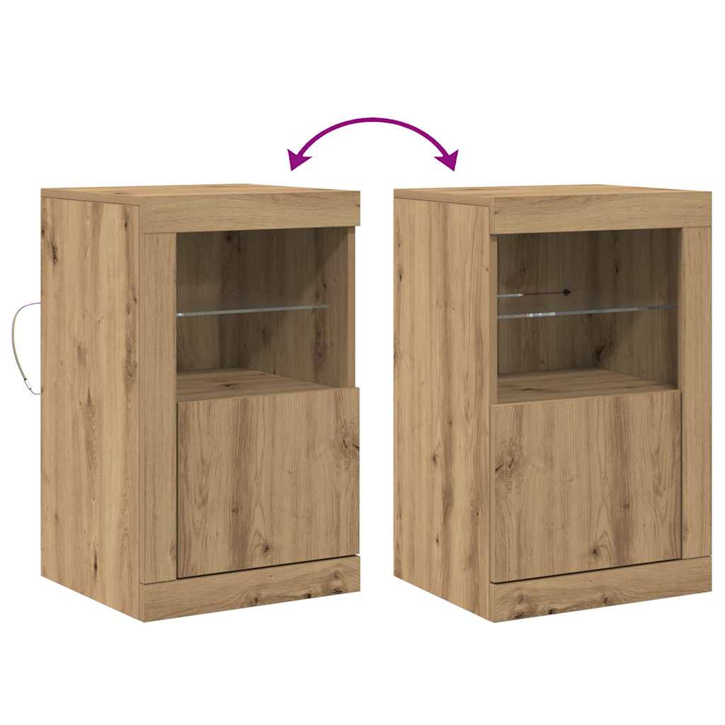 LED komoda S LED lampica 2 pcs Umjetnički hrast 41 x 37 x 67 cm