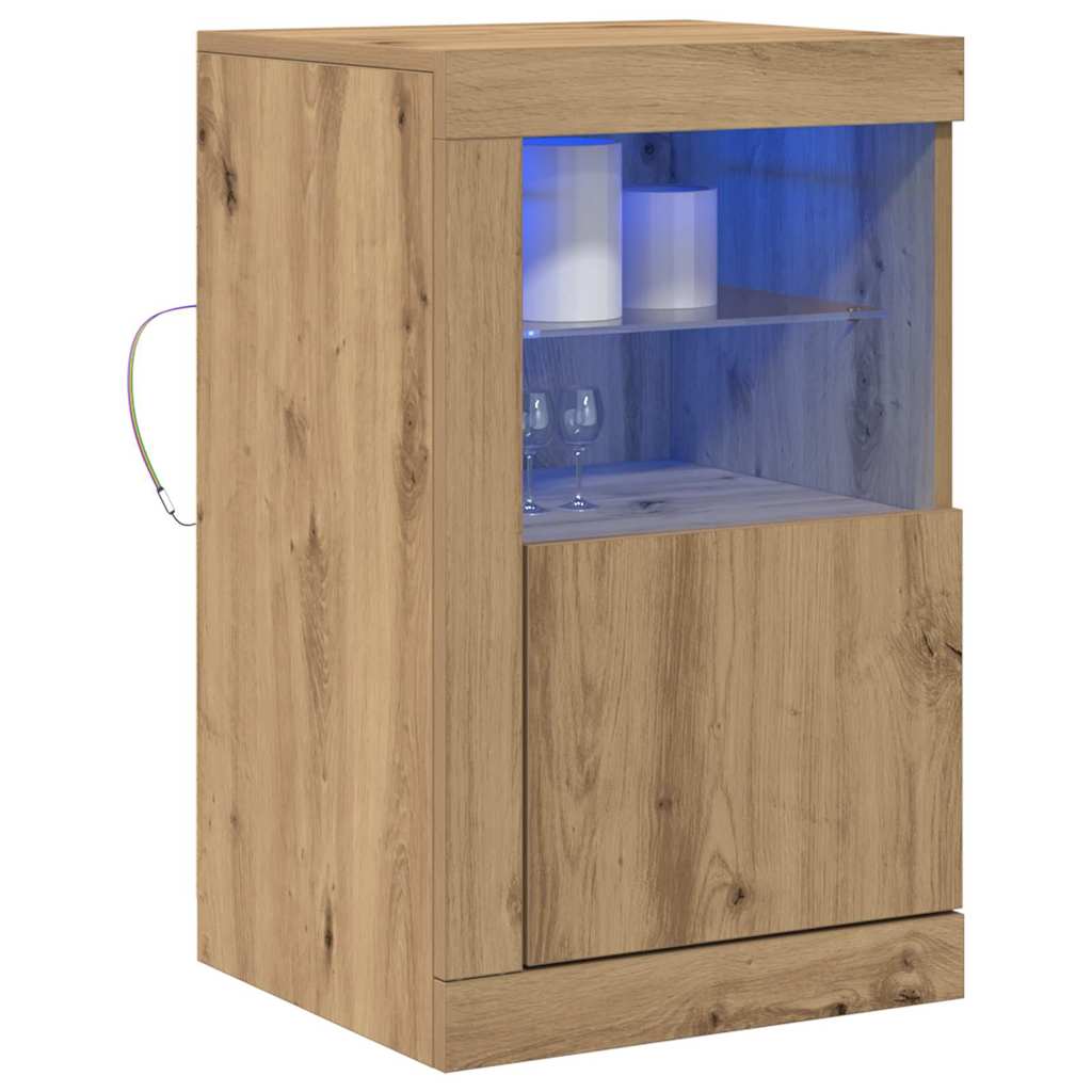 LED komoda S LED lampica 2 pcs Umjetnički hrast 41 x 37 x 67 cm