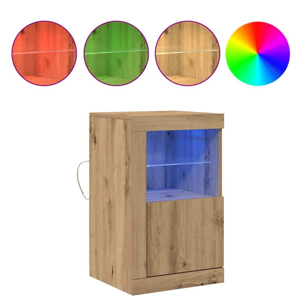 LED komoda S LED lampica 2 pcs Umjetnički hrast 41 x 37 x 67 cm