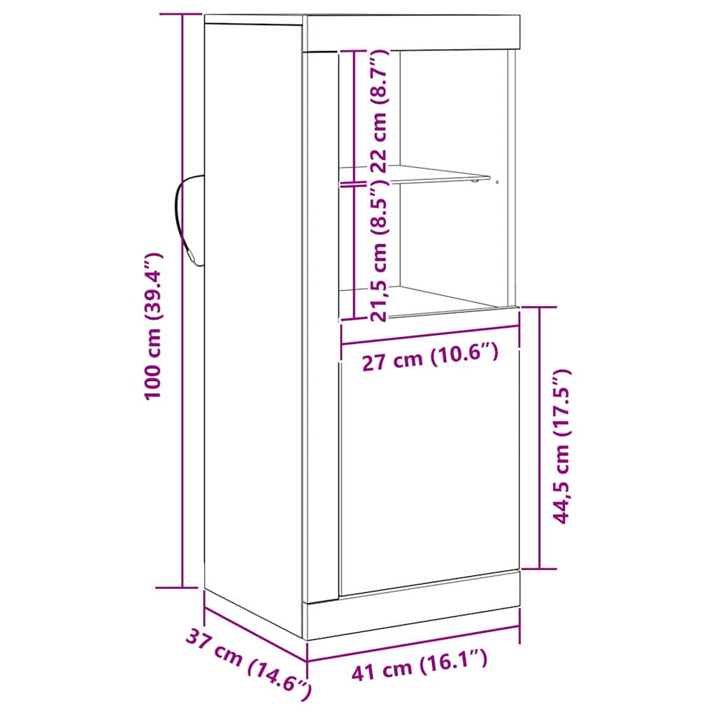 LED komoda Crna 41 x 37 x 100 cm Konstruirano drvo