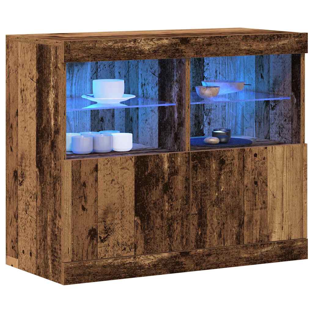 LED komoda Smeđa 81 x 37 x 66,5 cm Konstruirano drvo