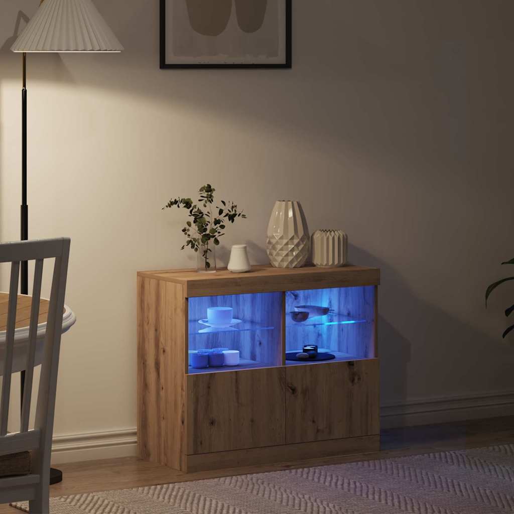 LED komoda Smeđa 81 x 37 x 66,5 cm Konstruirano drvo