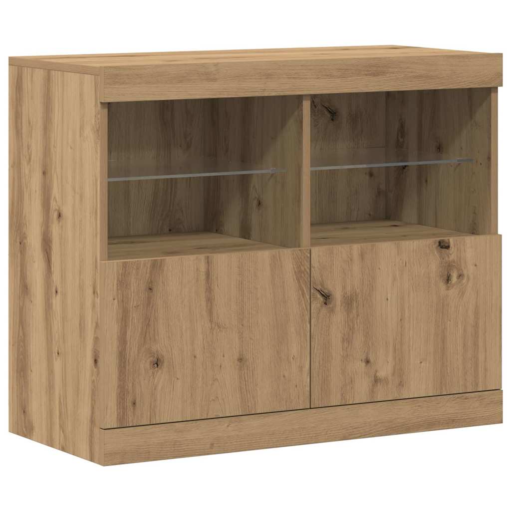 LED komoda Smeđa 81 x 37 x 66,5 cm Konstruirano drvo