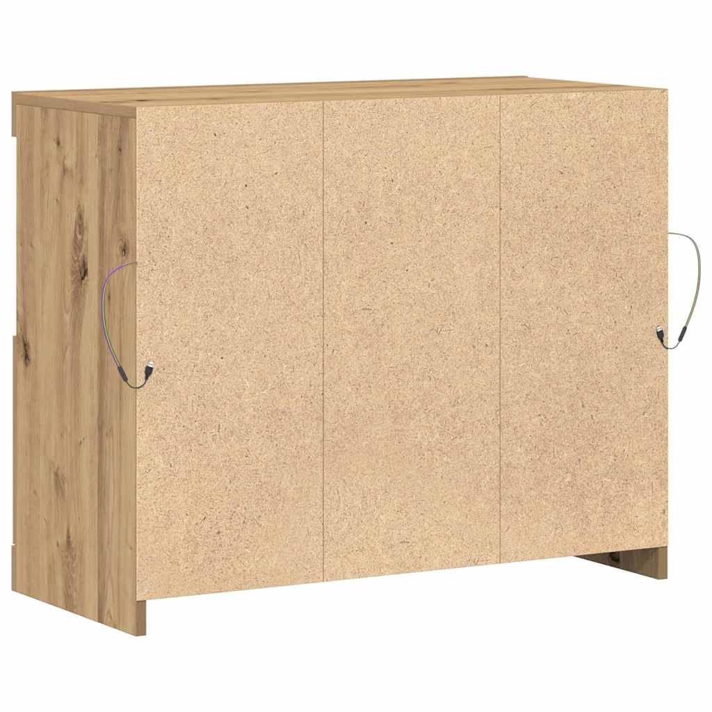 LED komoda Smeđa 81 x 37 x 66,5 cm Konstruirano drvo