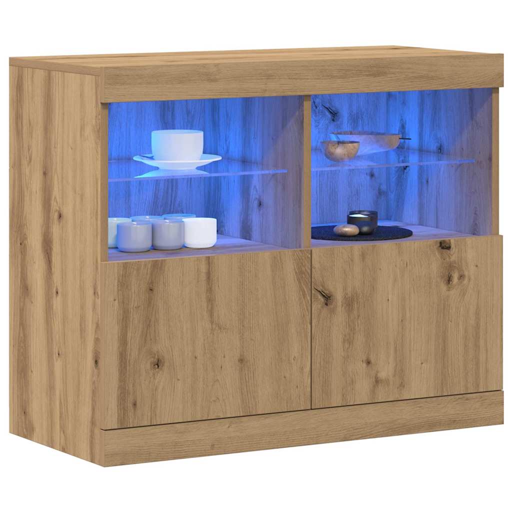 LED komoda Smeđa 81 x 37 x 66,5 cm Konstruirano drvo