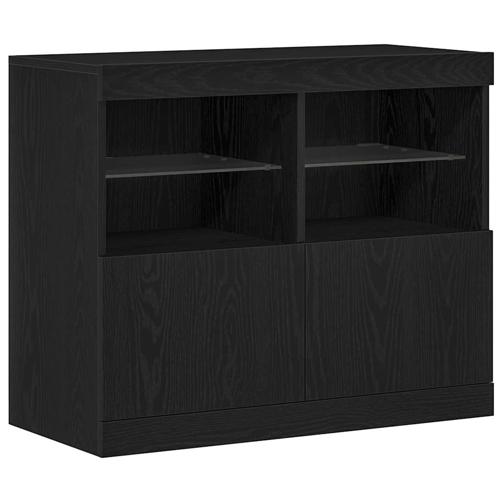 LED komoda Crna 81 x 37 x 66,5 cm Konstruirano drvo