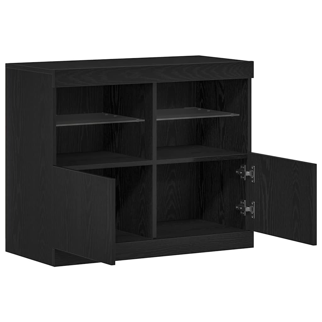 LED komoda Crna 81 x 37 x 66,5 cm Konstruirano drvo