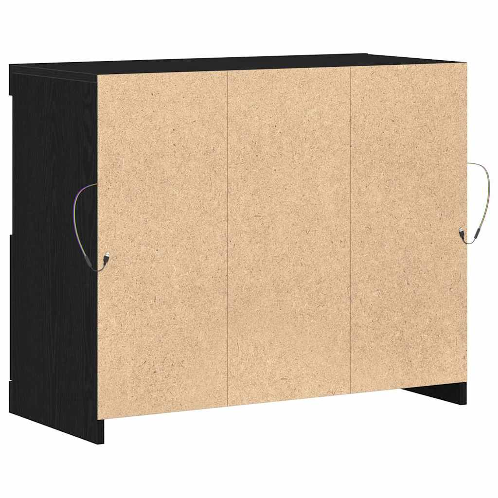 LED komoda Crna 81 x 37 x 66,5 cm Konstruirano drvo