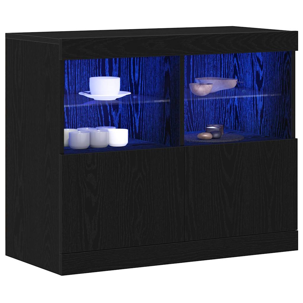 LED komoda Crna 81 x 37 x 66,5 cm Konstruirano drvo