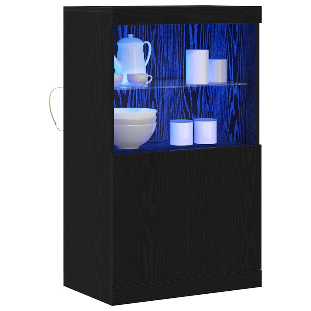 LED komoda Crna 60 x 37 x 100 cm Konstruirano drvo