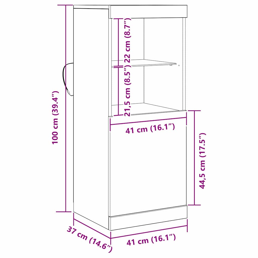 LED komoda Staro drvo 41 x 37 x 100 cm Konstruirano drvo