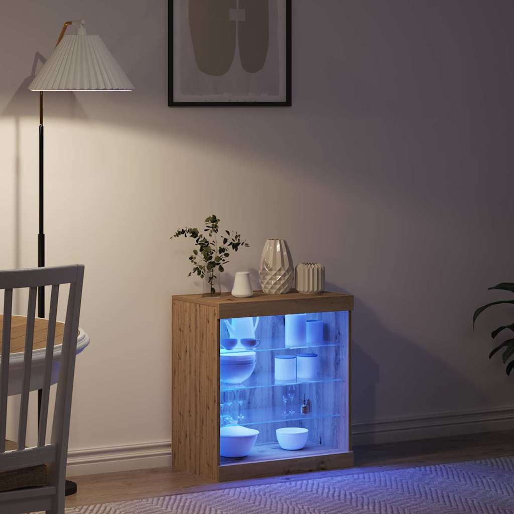 LED komoda Umjetnički hrast 60,5 x 37 x 67 cm Konstruirano drvo