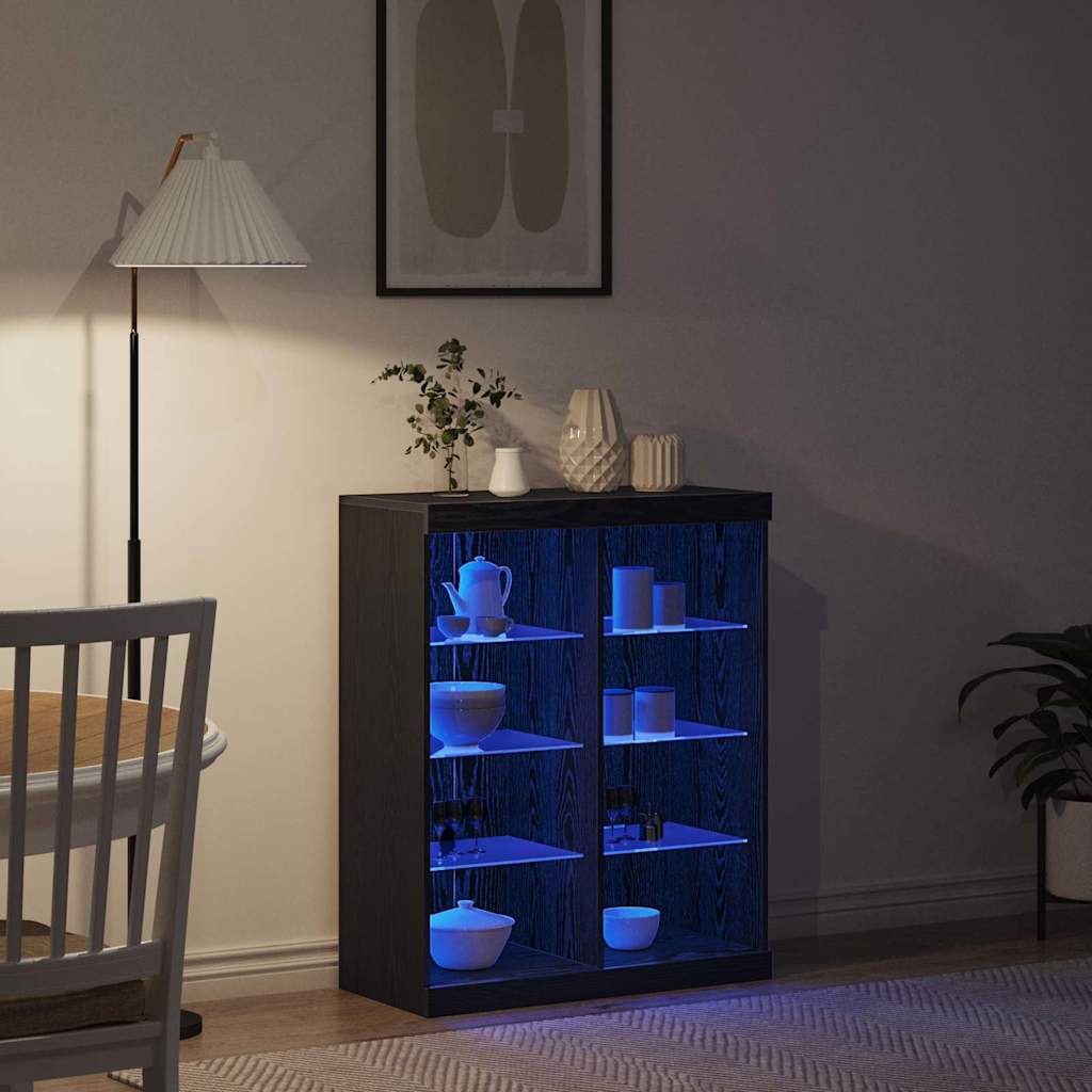LED komoda Crni hrast 81 x 37 x 100 cm Konstruirano drvo
