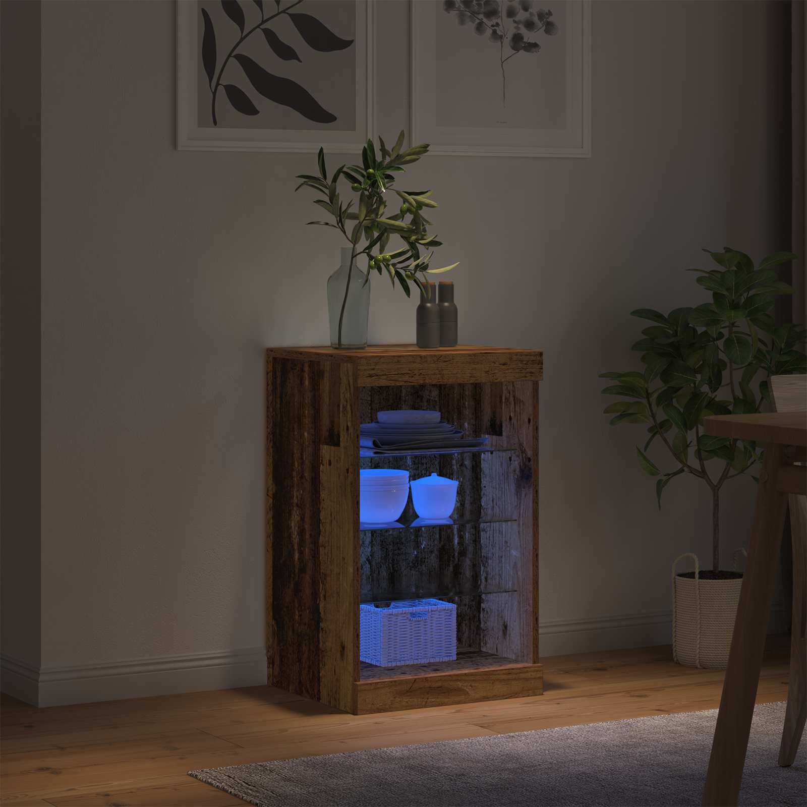 LED komoda Staro drvo 41 x 37 x 67 cm Konstruirano drvo