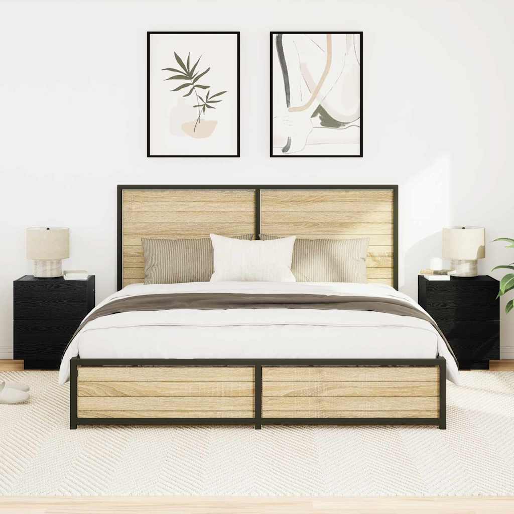 Noćni ormar 2 pcs Crni hrast 45 x 40 x 55 cm Konstruirano drvo