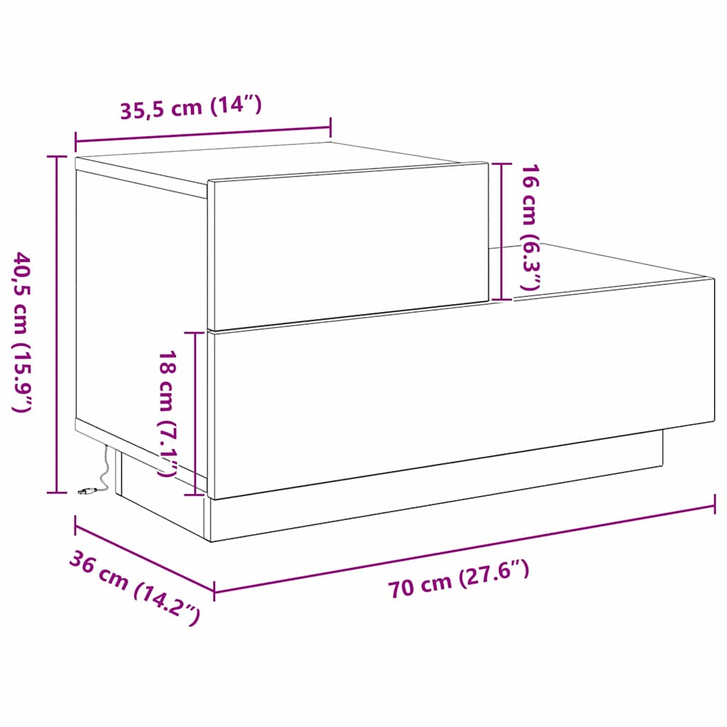 Noćni ormar Staro drvo 70 x 36 x 40,5 cm Konstruirano drvo