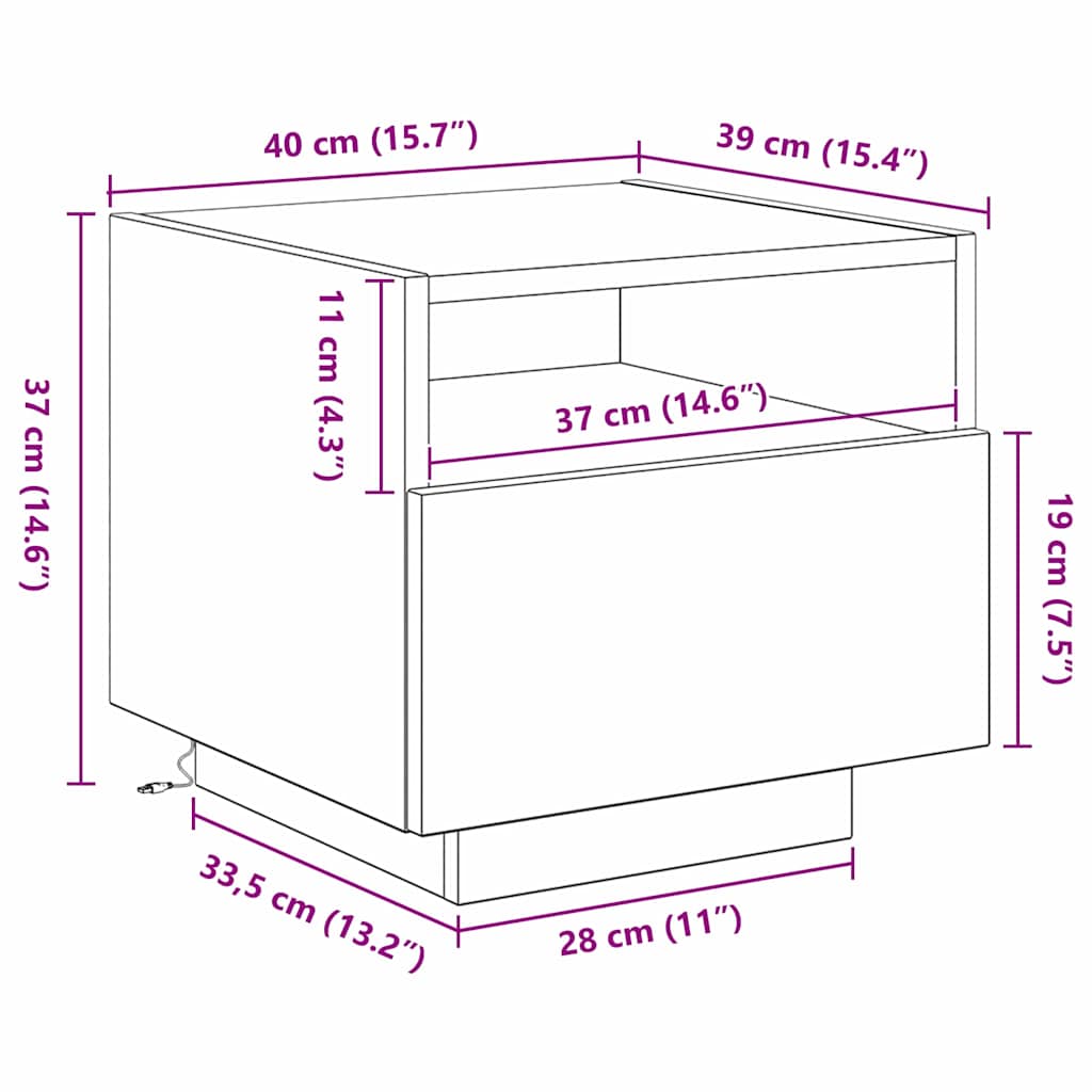 Noćni ormar 2 pcs Staro drvo 40 x 39 x 37 cm Konstruirano drvo