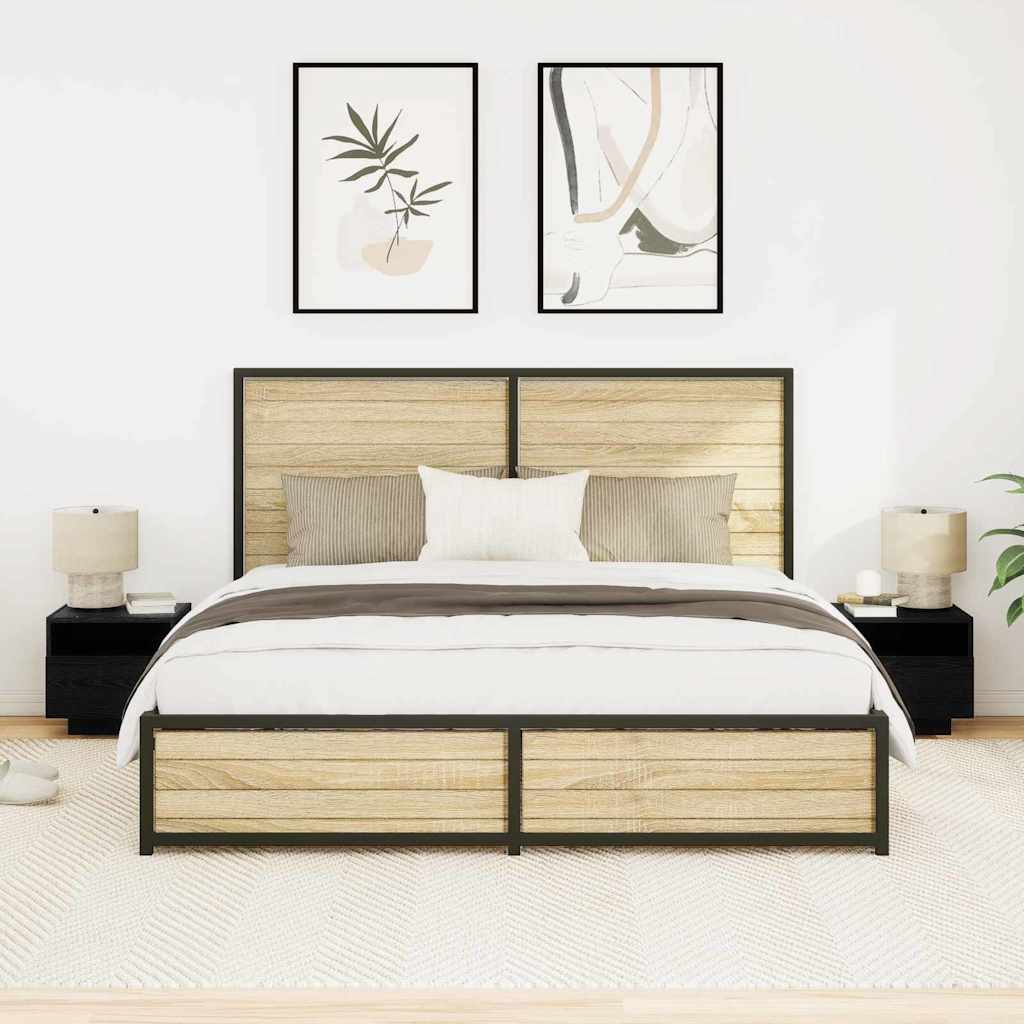 Noćni ormar 2 pcs Crni hrast 40 x 39 x 37 cm Konstruirano drvo