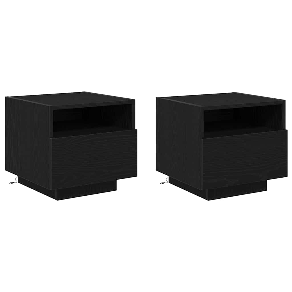 Noćni ormar 2 pcs Crni hrast 40 x 39 x 37 cm Konstruirano drvo