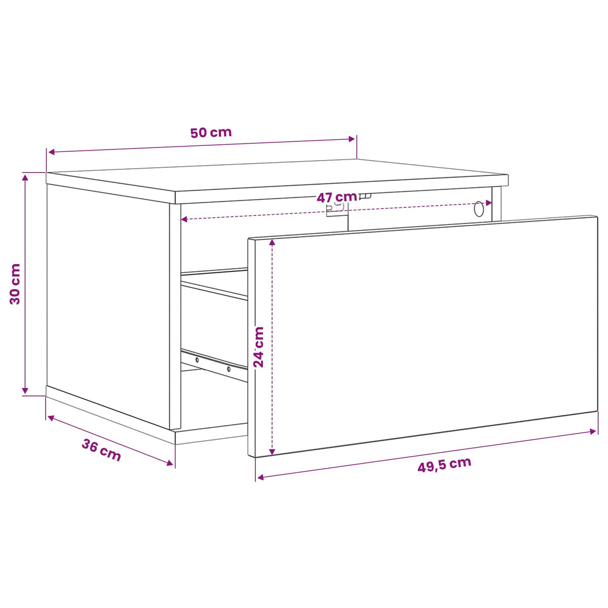 Wall-mounted noćni ormarić Staro drvo 50 x 36 x 30 cm