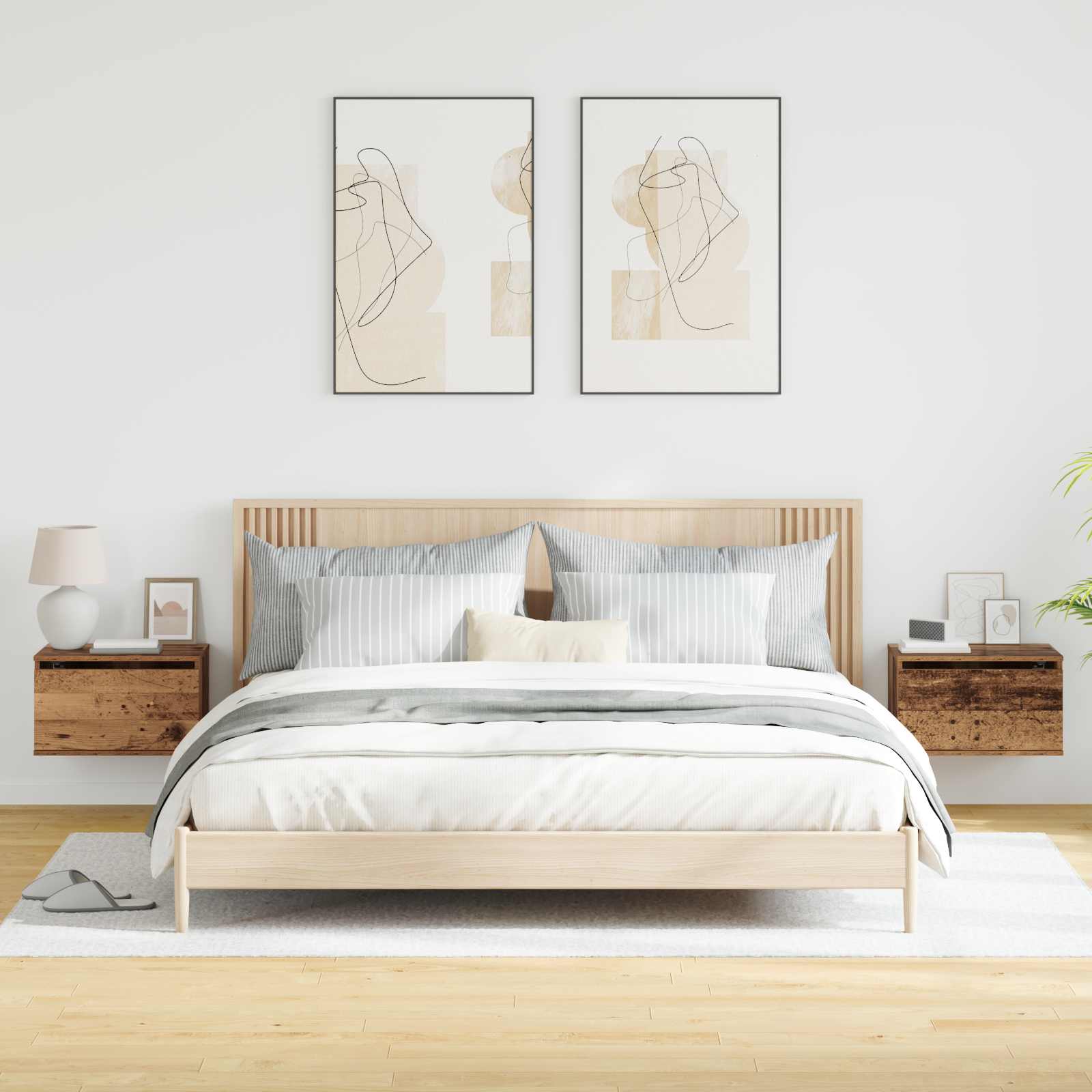 Wall-mounted noćni ormarić 2 pcs Staro drvo Konstruirano drvo