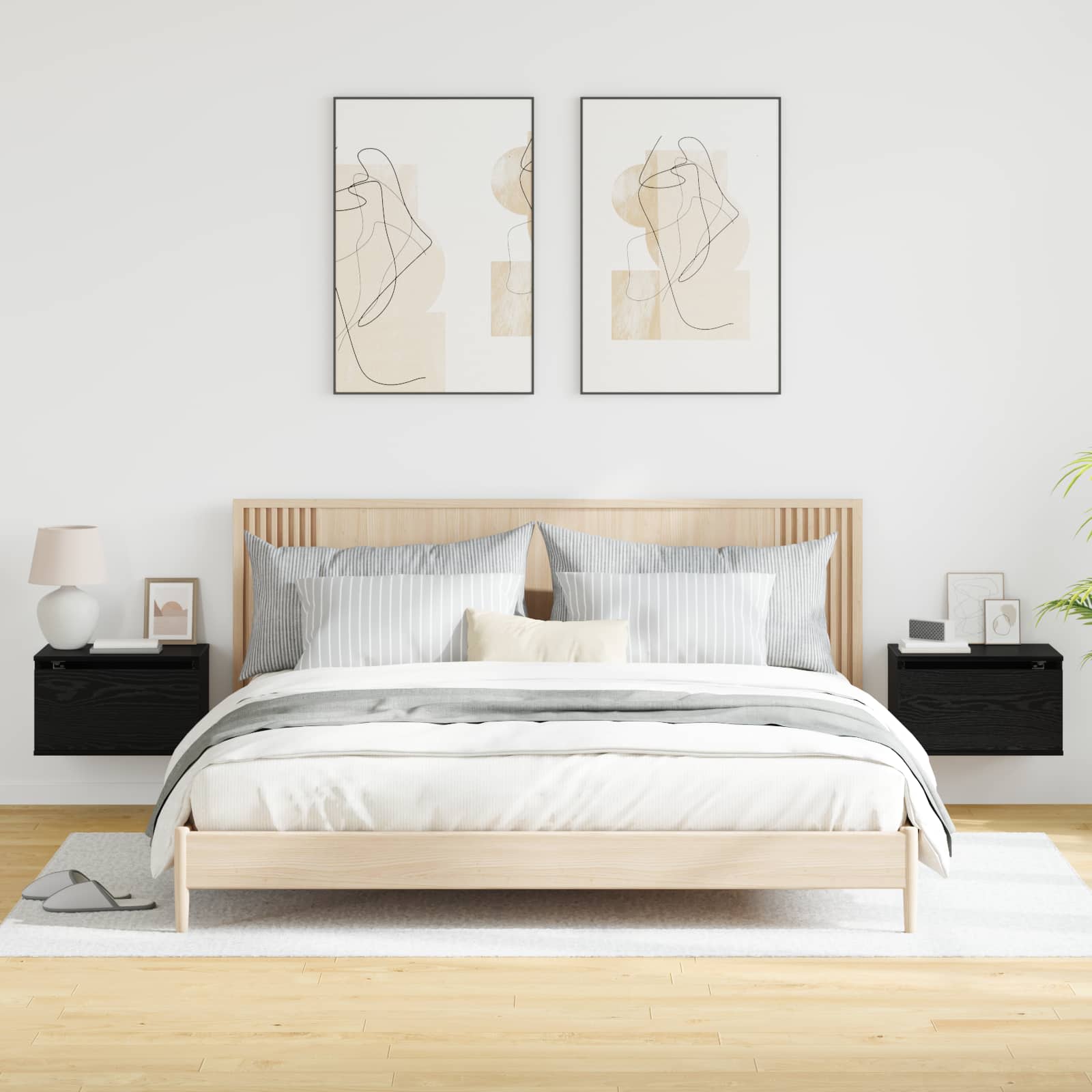 Wall-mounted noćni ormarić 2 pcs Crni hrast 50 x 36 x 30 cm