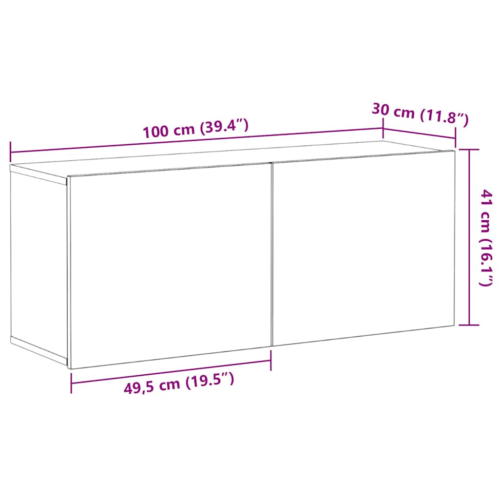 Set TV komoda Crni hrast 100 x 30 x 41 cm Konstruirano drvo