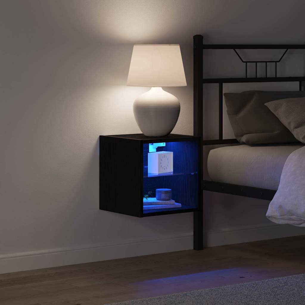 LED zidni noćni ormarić Zidne 2 pcs Crna 30 x 28,5 x 30 cm