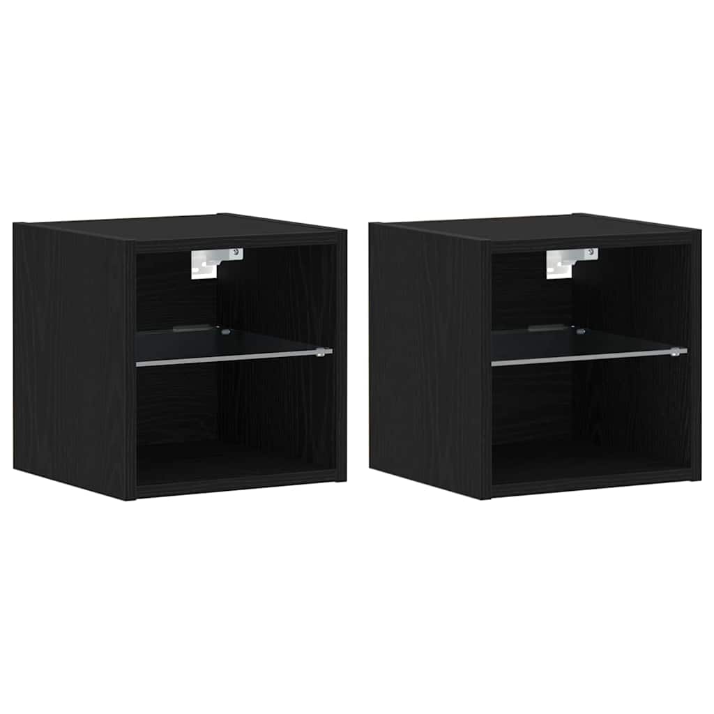 LED zidni noćni ormarić Zidne 2 pcs Crna 30 x 28,5 x 30 cm