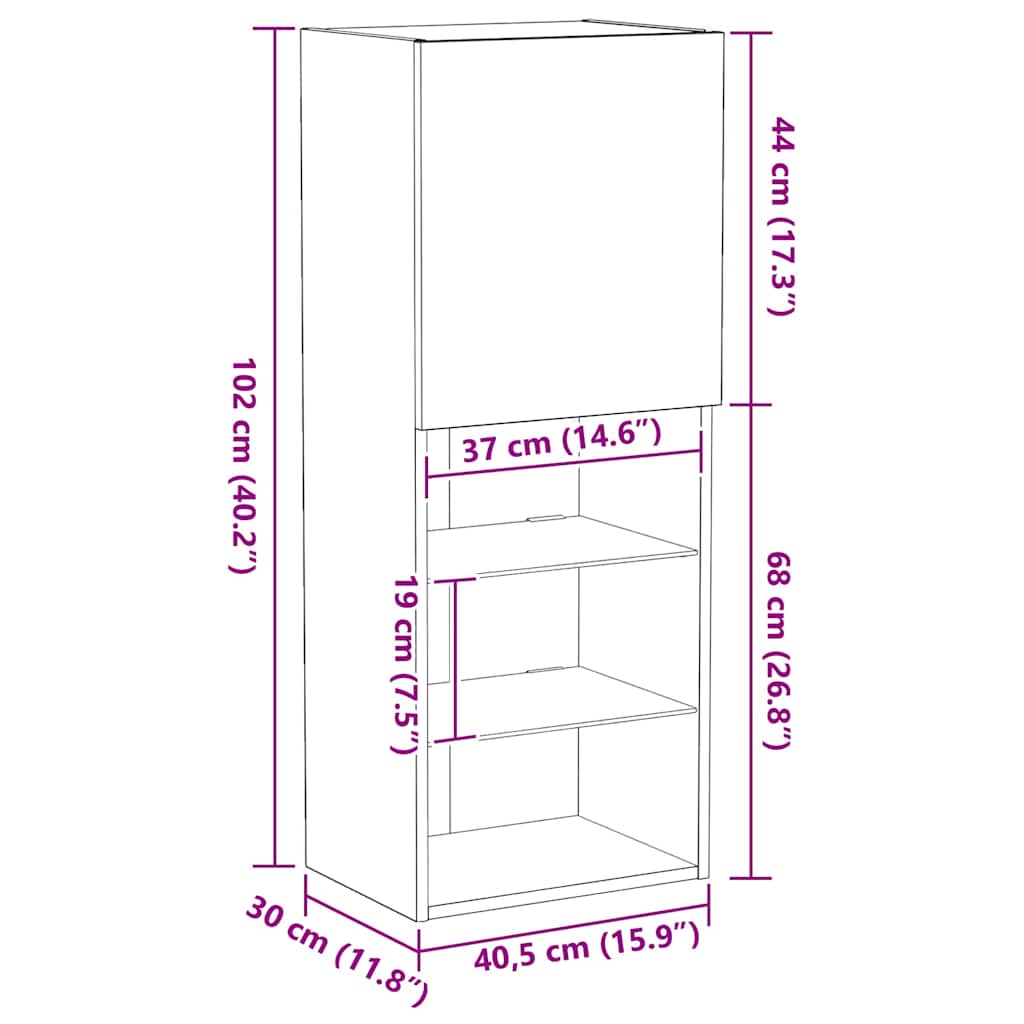 Set TV komoda Zidne Umjetnički hrast 40,5 x 30 x 102 cm