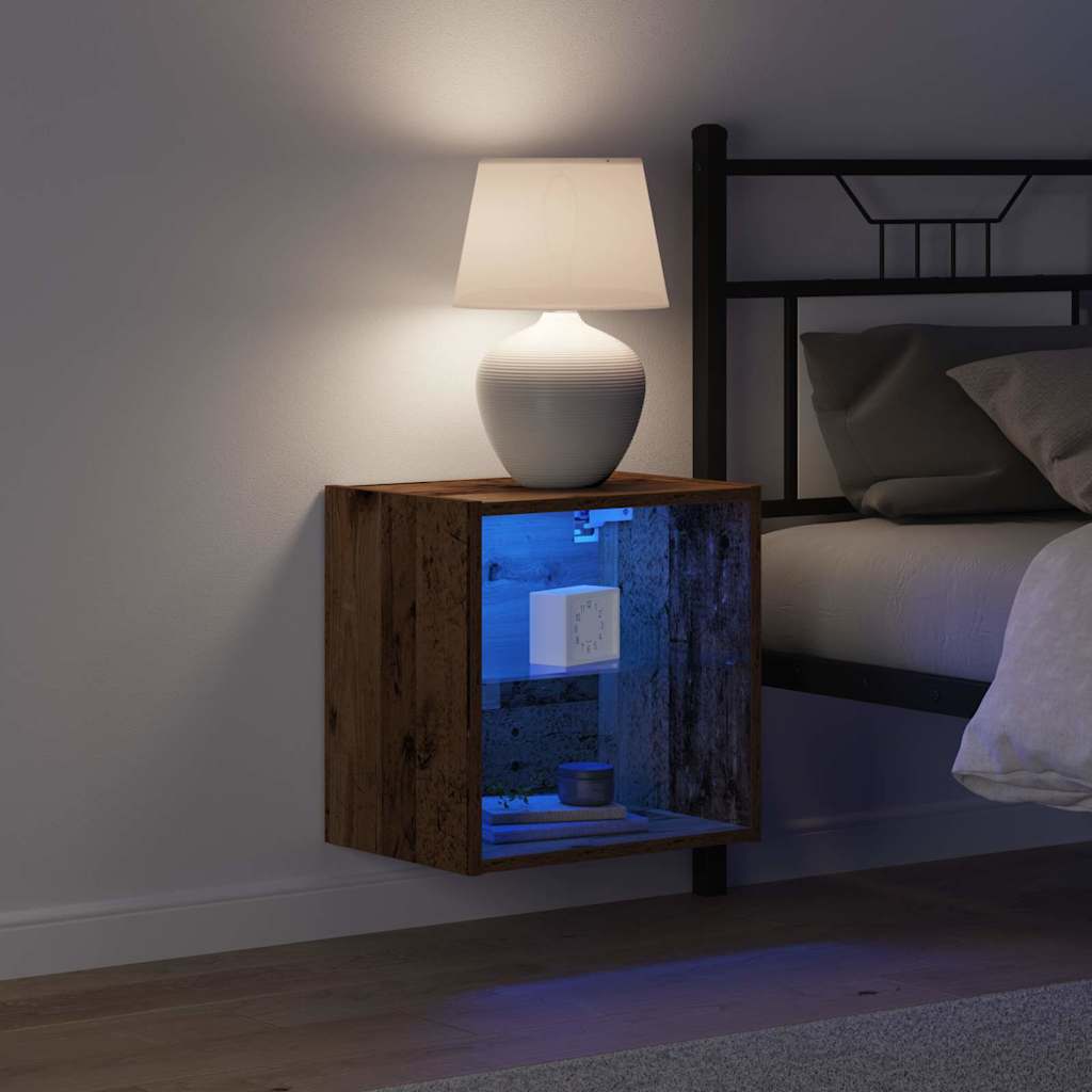 Floating Shelf with LED Light 2 pcs Smeđa 40 x 28,5 x 40 cm