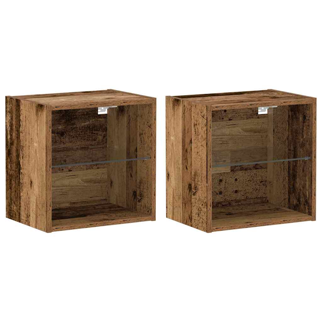 Floating Shelf with LED Light 2 pcs Smeđa 40 x 28,5 x 40 cm