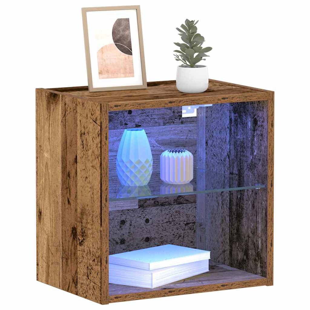 Floating Shelf with LED Light 2 pcs Smeđa 40 x 28,5 x 40 cm