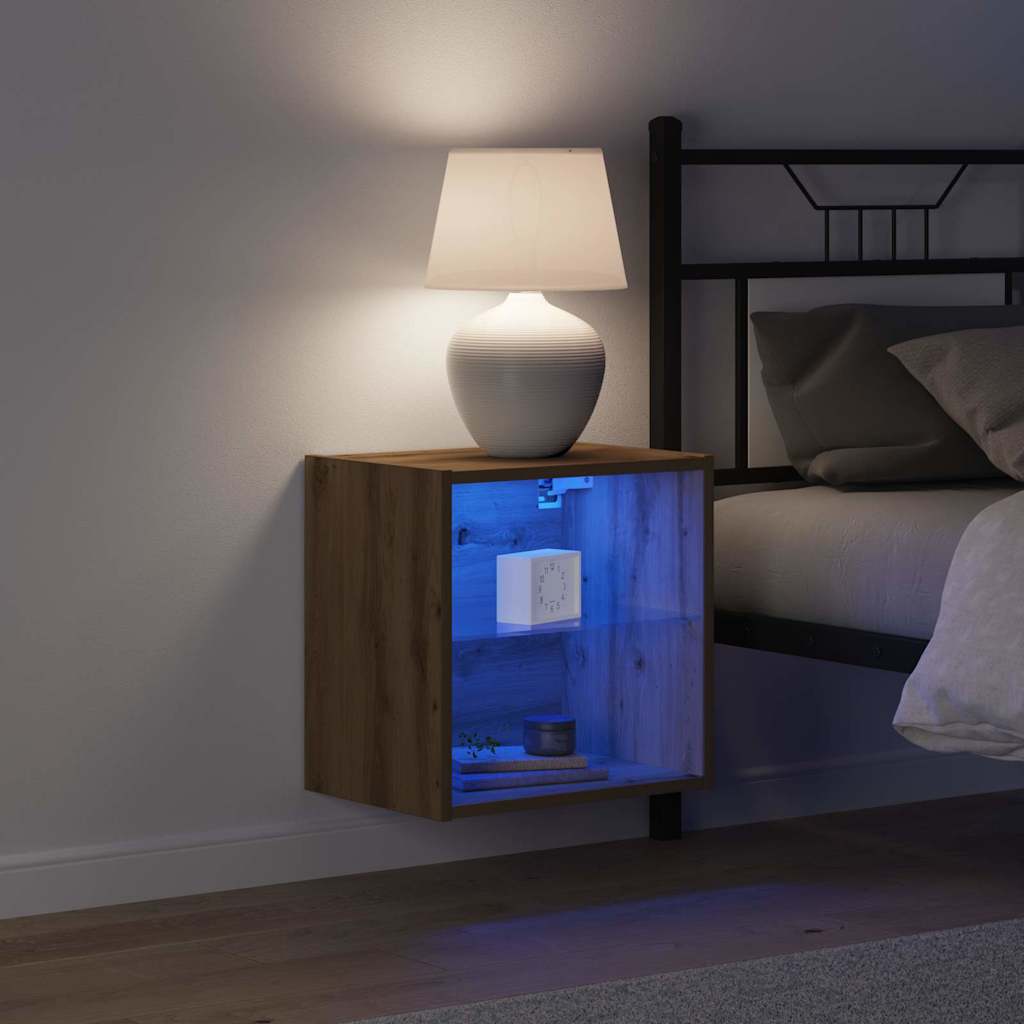 Floating Shelf with LED Light 2 pcs Smeđa 40 x 28,5 x 40 cm