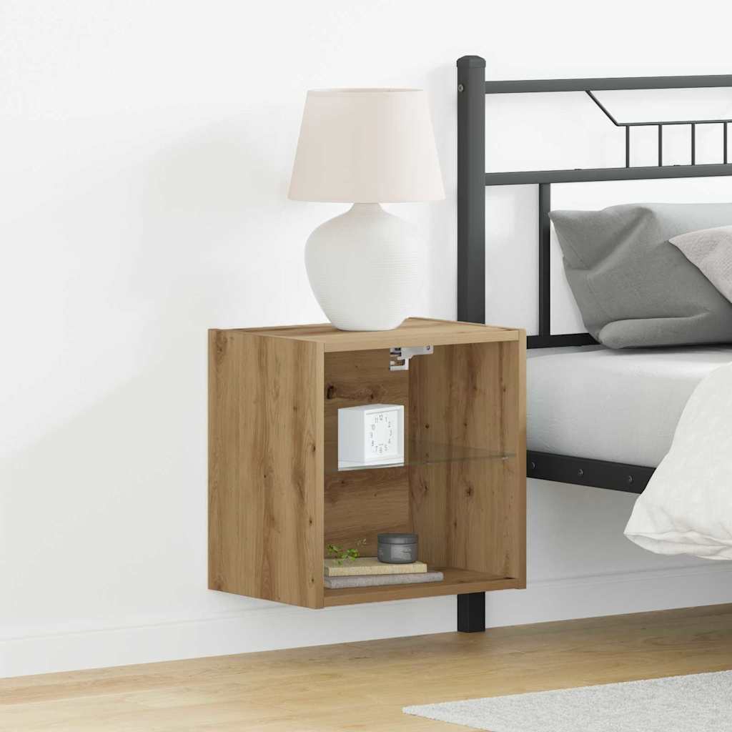 Floating Shelf with LED Light 2 pcs Smeđa 40 x 28,5 x 40 cm