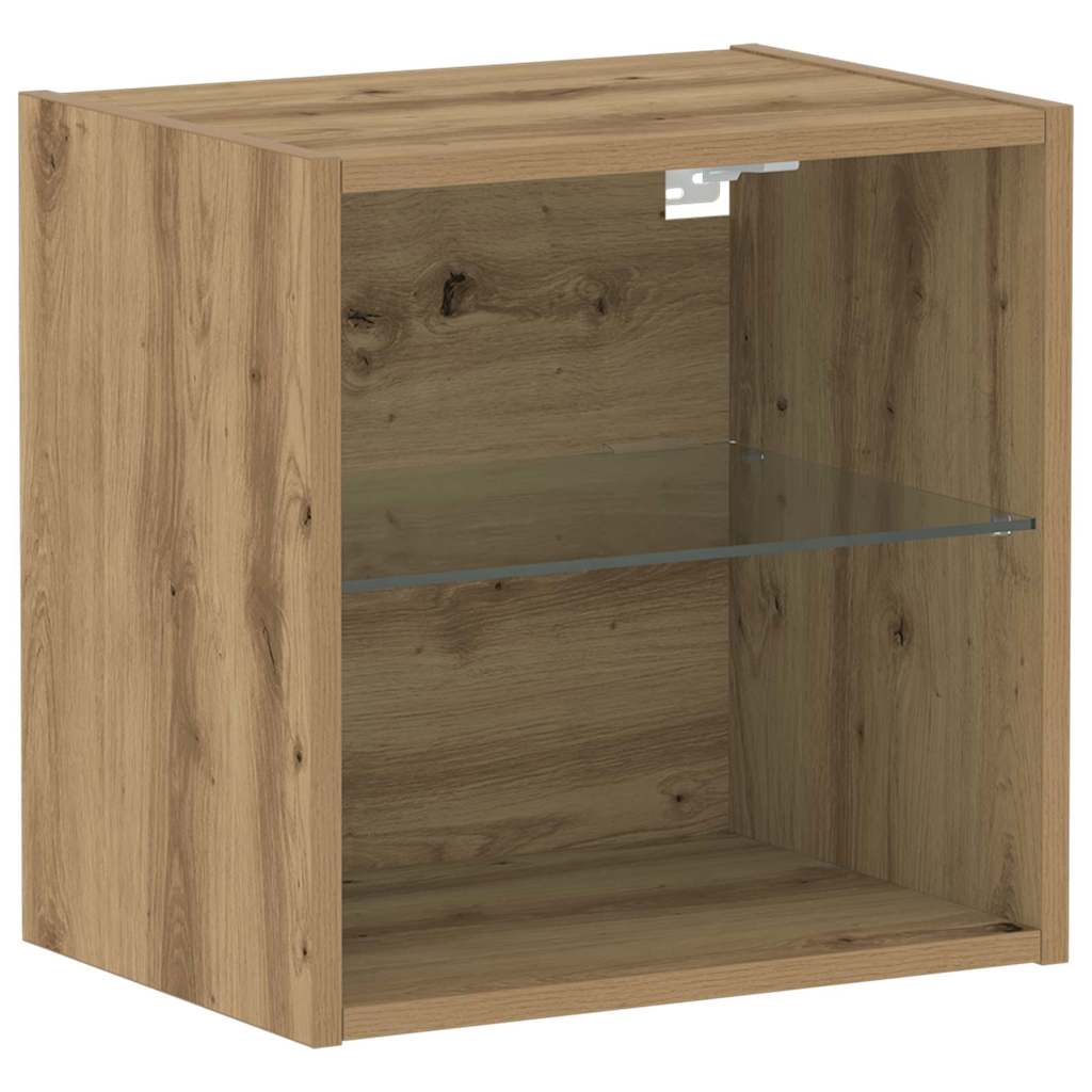 Floating Shelf with LED Light 2 pcs Smeđa 40 x 28,5 x 40 cm